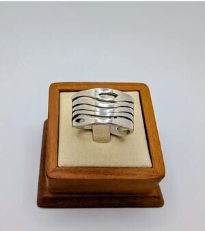 Taxco Sterling Silver Wide Wave Abstract Ring Men's Size 11.5